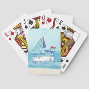 Nautical Playing Cards with Boat on Lake