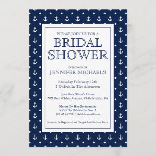 Nautical Polka Dot Bridal Shower Invitation