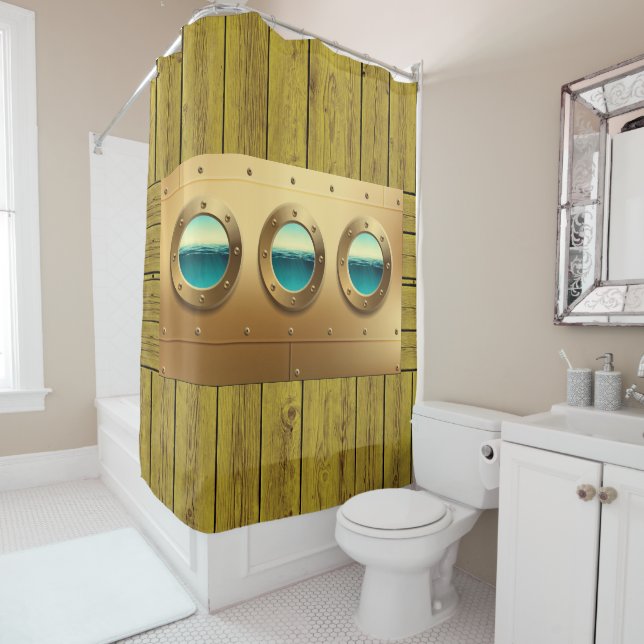 Nautical Porthole Shower Curtain (In Situ)