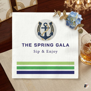 Nautical Preppy Anchor Horseshoe Striped Custom Co Napkin