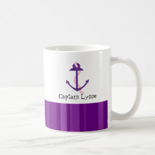 Nautical Purple Boat Anchor Coffee Mug