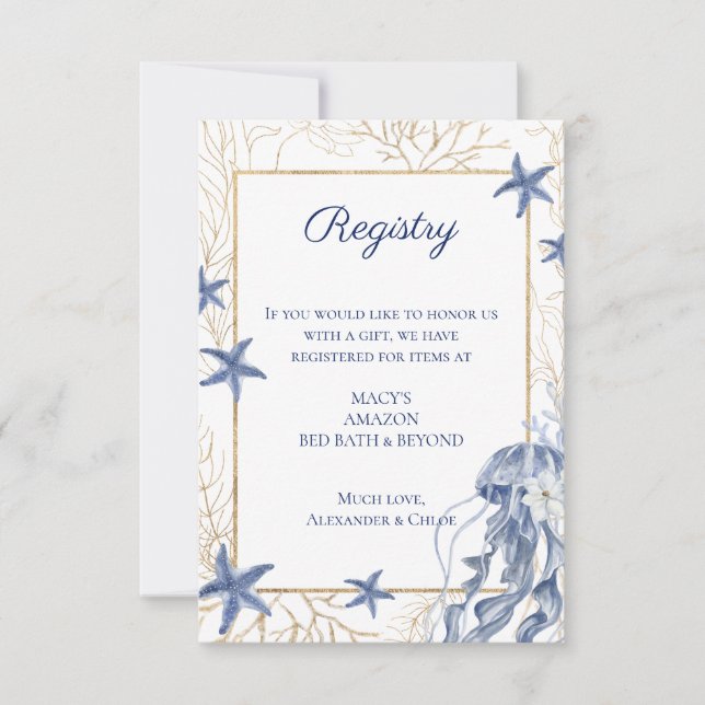 Nautical QR Code Wedding Registry Card (Front)