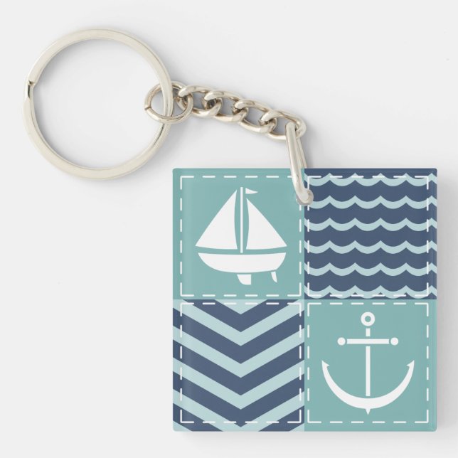 Nautical Quilt Acrylic Keychain (Front)