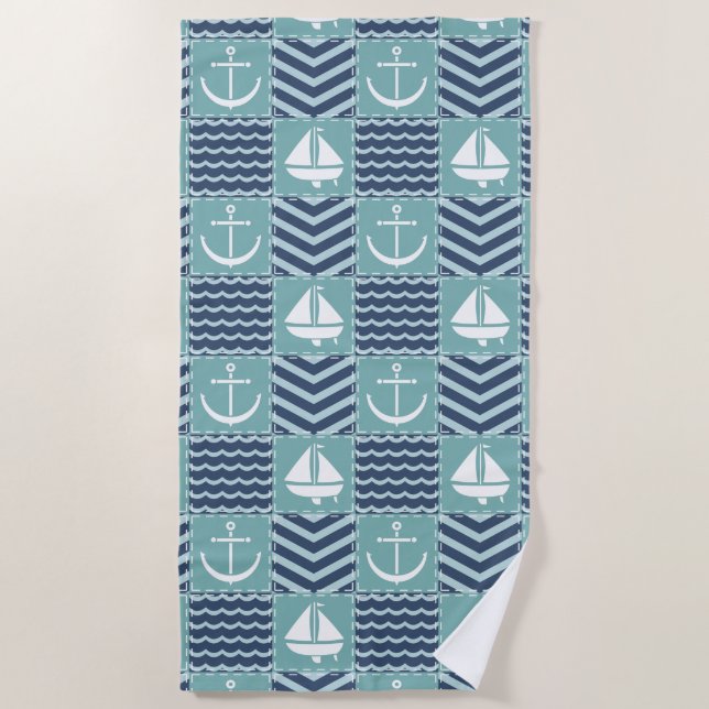 Nautical Quilt Beach Towel (Front)