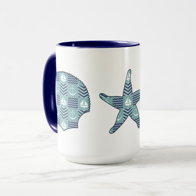 Nautical Quilt Mug (Front Left)