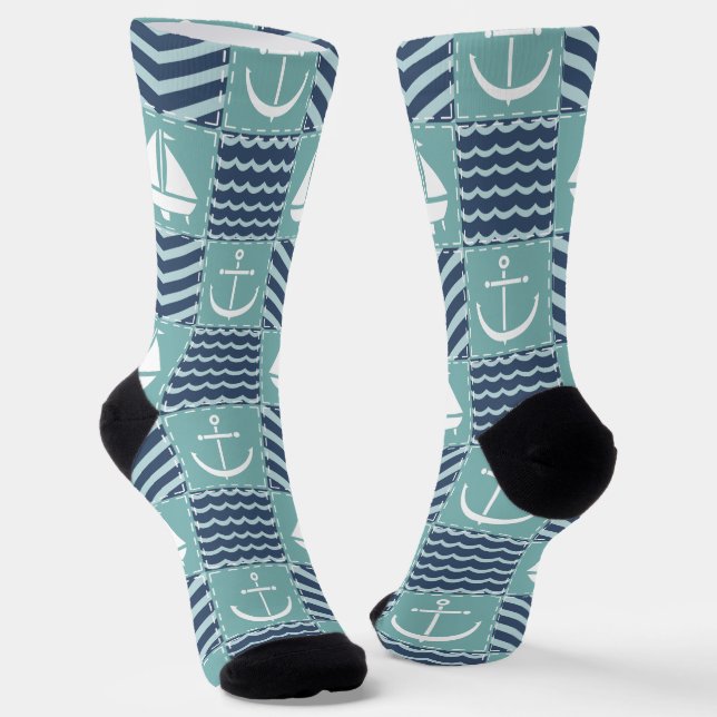 Nautical Quilt Socks (Angled)