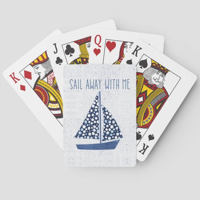Nautical Quote | Sail Away With Me Playing Cards (Back)