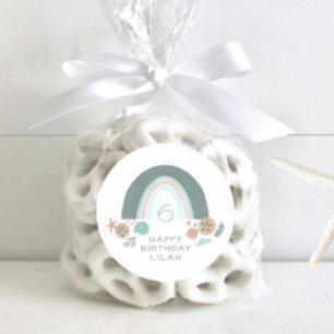 Nautical Rainbow Under The Sea Birthday Classic Round Sticker