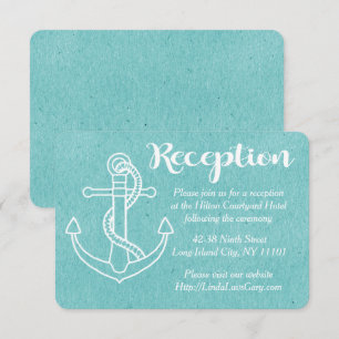 Nautical Reception Wedding Blue Turquoise Anchor Invitation