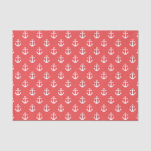 Nautical Red and White Anchor Pattern Tissue Paper