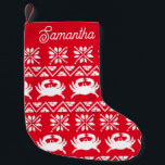 Nautical Red Crab Small Christmas Stocking<br><div class="desc">Perfect for beach houses,  nautical homes,  or crabby people! These cute crab stockings can be customised using the personalisation feature.</div>