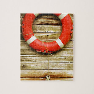 Nautical Red Life Ring Jigsaw Puzzle