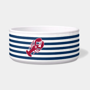 Nautical Red Lobster Monogram Blue White Stripe