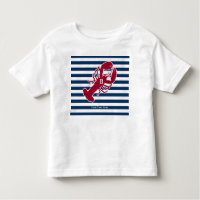 Nautical Red Lobster Monogram Blue White Stripe