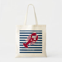Nautical Red Lobster Monogram Blue White Stripe