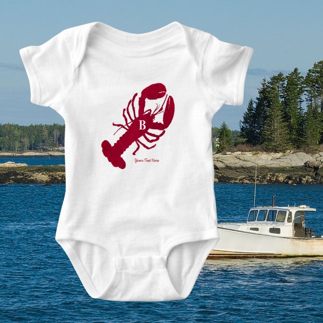 Nautical Red Lobster Personalised Monogram Baby Bodysuit (Creator Uploaded)