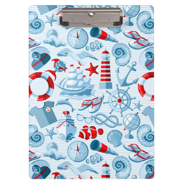 Nautical Red White And Blue Pattern Clipboard (Front)