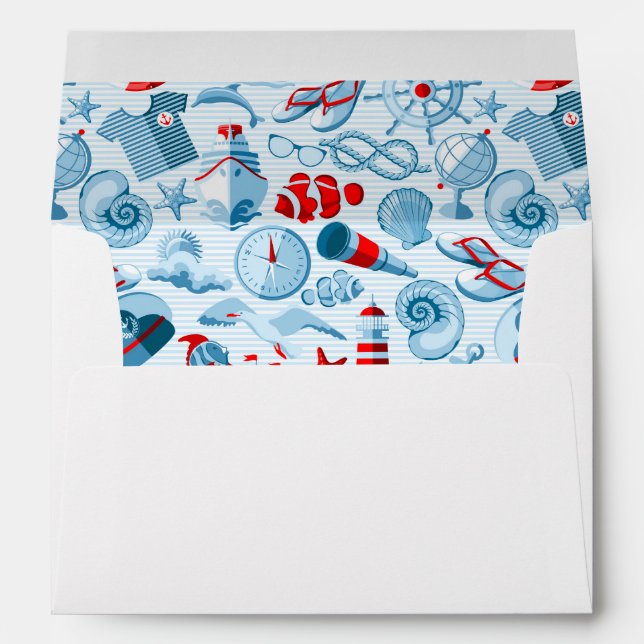 Nautical Red White And Blue Pattern Envelopes (Back (Bottom))