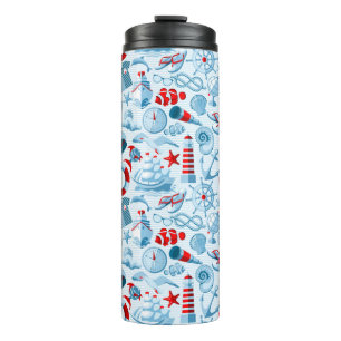 Nautical Red White And Blue Pattern Thermal Tumbler