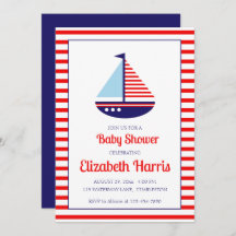 Nautical Red White and Blue Sailboat Baby Shower
