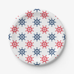Nautical Red White Blue Fun Celebration Paper Plate