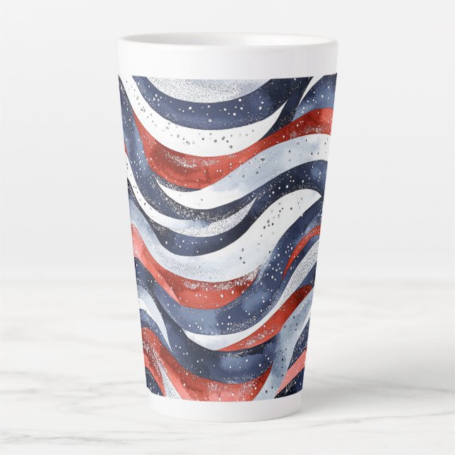 Nautical Red White Blue   Latte Mug (Front)