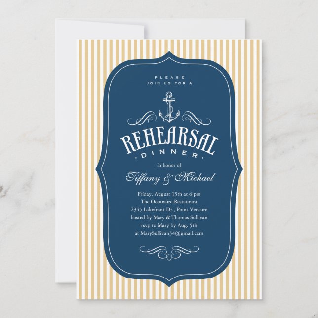 Nautical Rehearsal Dinner Invitations (Front)