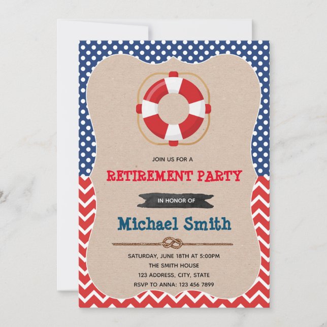 Nautical retirement party invitation (Front)