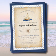 Nautical Retirement Party Navy Blue Invitation