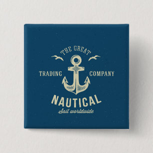 Nautical Retro Logo 15 Cm Square Badge
