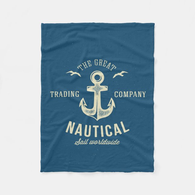 Nautical Retro Logo Fleece Blanket (Front)