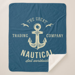 Nautical Retro Logo Sherpa Blanket