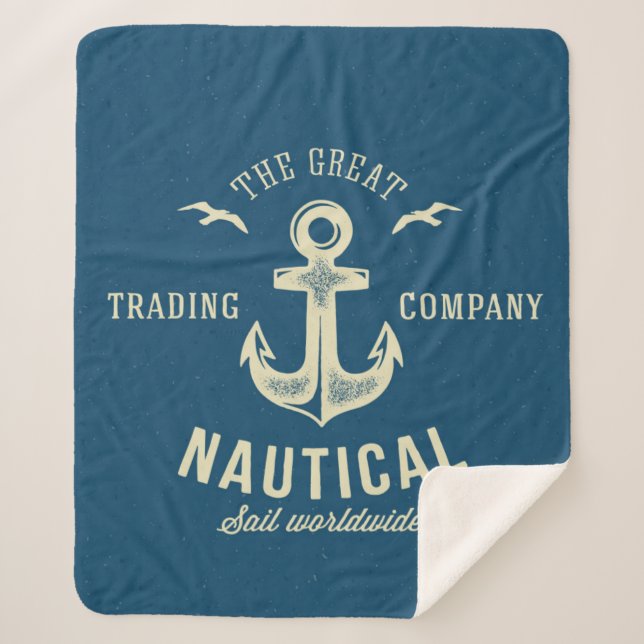 Nautical Retro Logo Sherpa Blanket (Front)