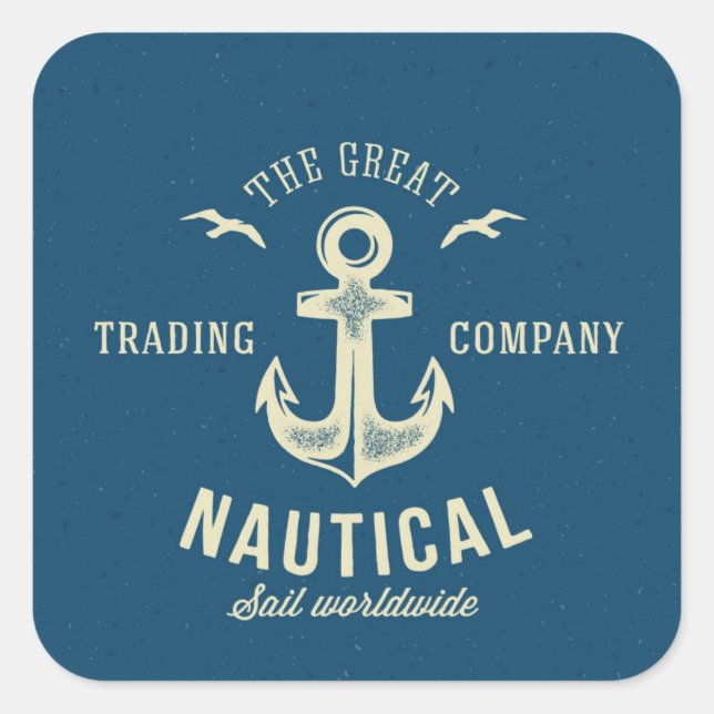 Nautical Retro Logo Square Sticker (Front)