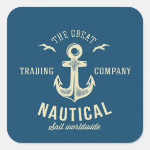 Nautical Retro Logo Square Sticker
