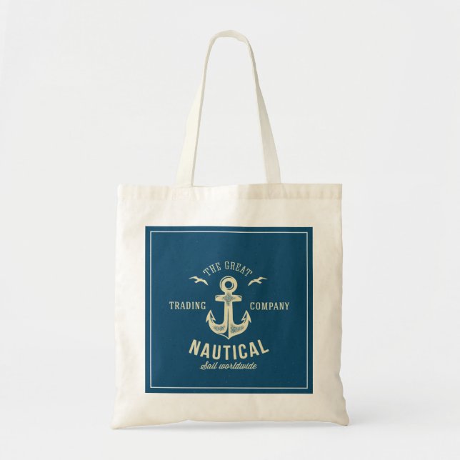 Nautical Retro Logo Tote Bag (Front)