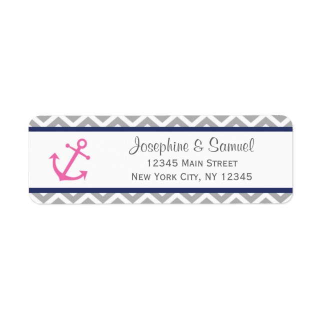 Nautical Return Address Labels Chevron (Front)