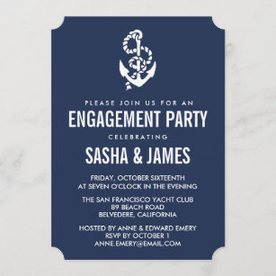 Nautical Rope & Anchor Engagement Party Invitation