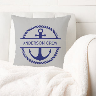 Nautical Rope & Anchor Monogram Crew  Cushion