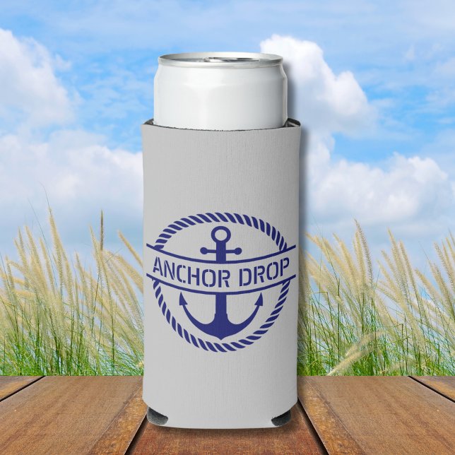 Nautical Rope & Anchor Monogram  Seltzer Can Cooler (Creator Uploaded)