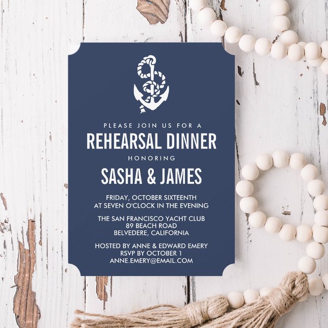Nautical Rope & Anchor Rehearsal Dinner Invitation (Creator Uploaded)