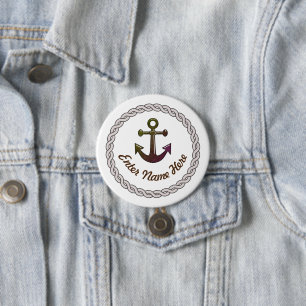 Nautical Rope and Anchor Custom Name Badge