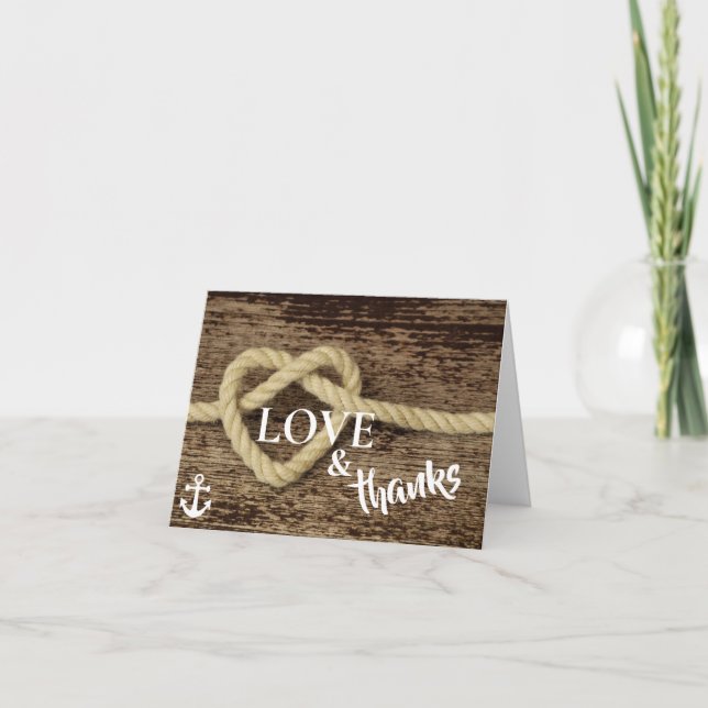 Nautical Rope and Anchor LOVE and Thanks Thank You Card (Front)