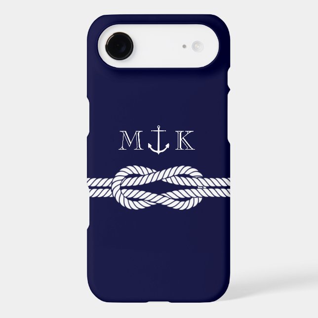 Nautical Rope and Anchor Monogram in Navy Case-Mate iPhone Case (Back)