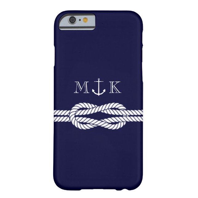 Nautical Rope and Anchor Monogram in Navy Case-Mate iPhone Case (Back)