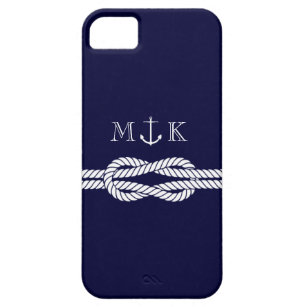 Nautical Rope and Anchor Monogram in Navy iPhone 5 Cover