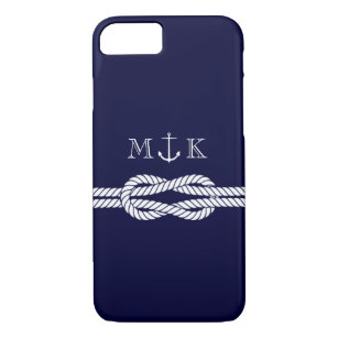 Nautical Rope and Anchor Monogram in Navy Case-Mate iPhone Case