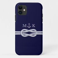 Nautical Rope and Anchor Monogram in Navy