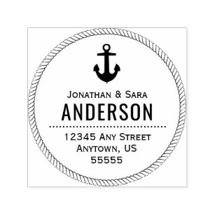 Nautical Rope and Anchor Return Address Self-inking Stamp