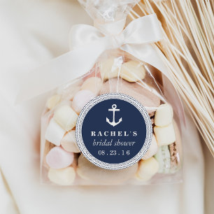 Nautical Rope Braid Bridal Shower Classic Round Sticker